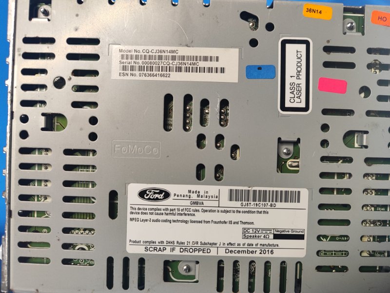 Ford Escape 12-19 2017 radio